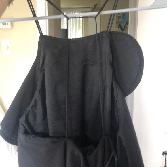 Black Ruffled Open Back Dress - Picture 2 of 3